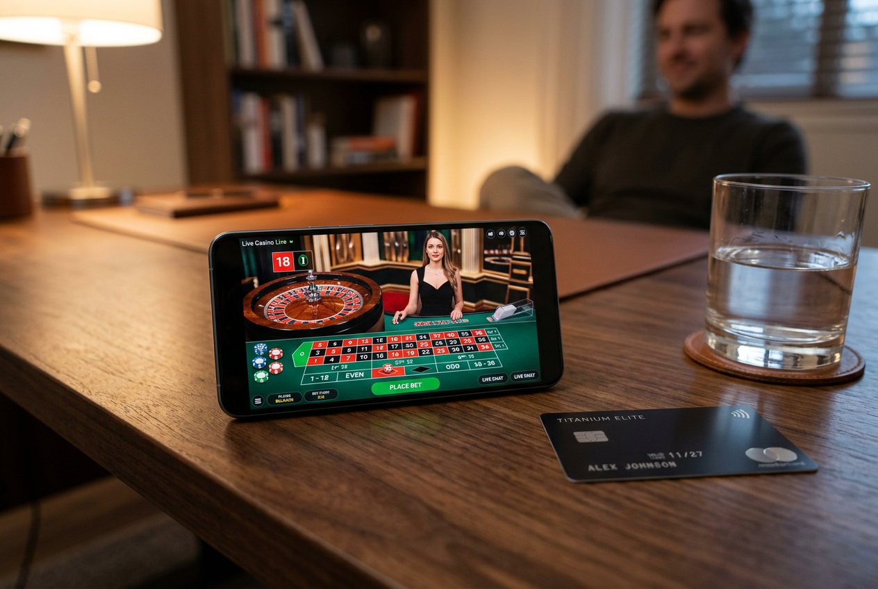 Smartphone displaying a live casino interface.